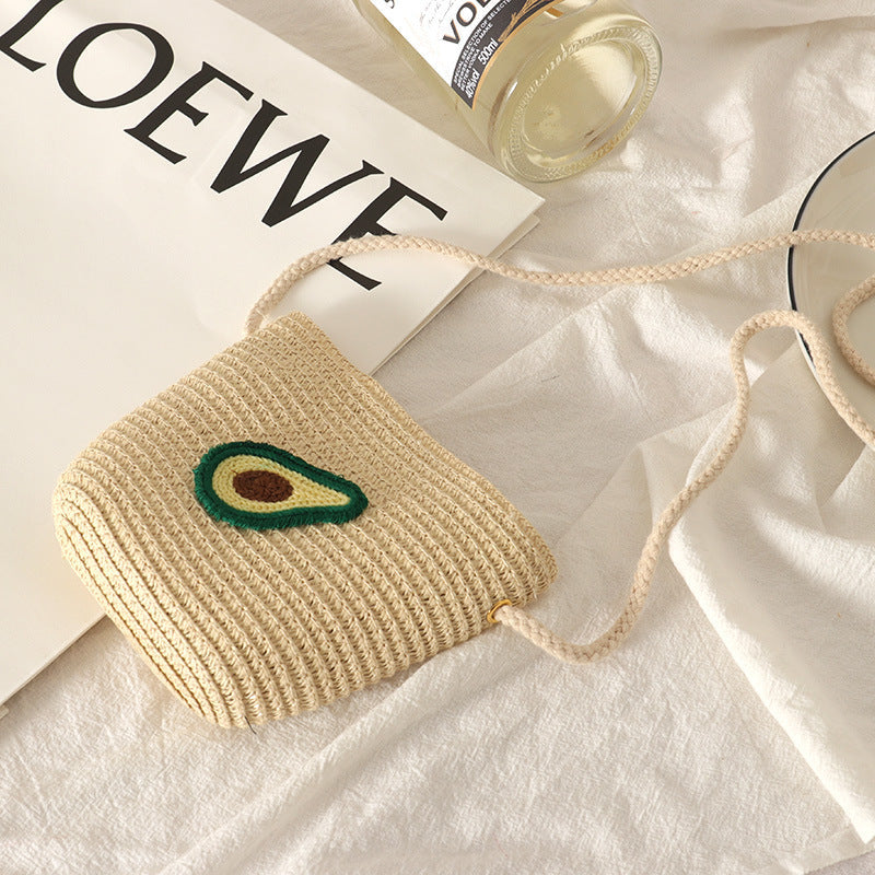 Girls' Small Bags, Princess All-Match Coin Purse, Hand-Woven Children'S Mini Fruit Zipper Bag, Messenger Bag