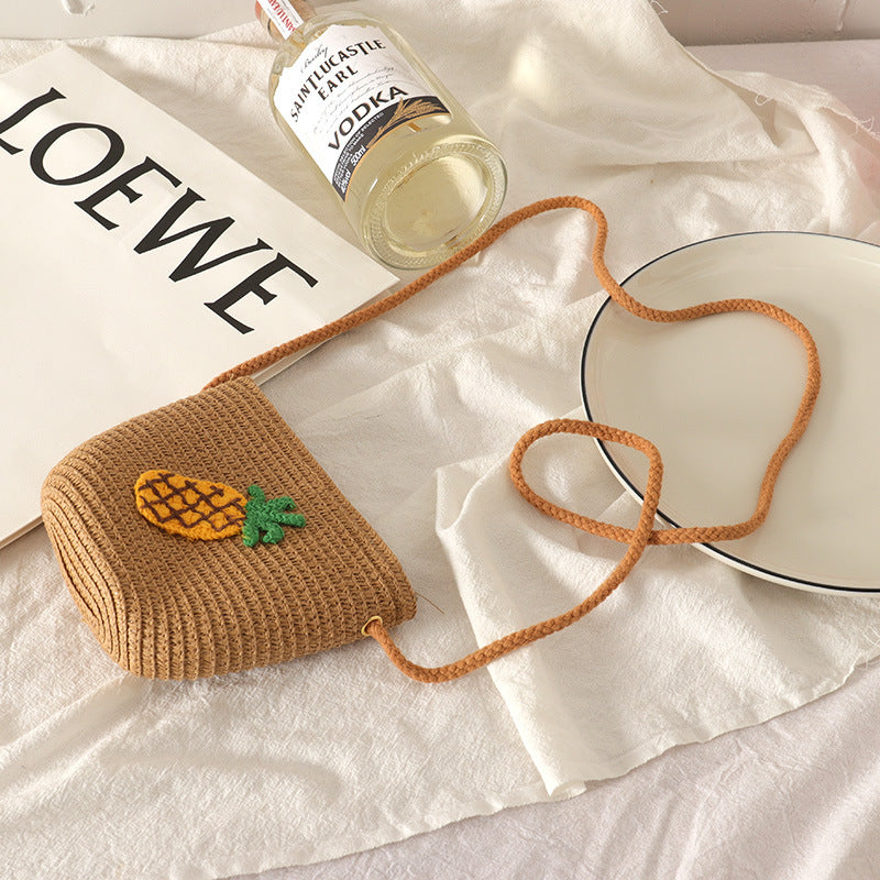 Girls' Small Bags, Princess All-Match Coin Purse, Hand-Woven Children'S Mini Fruit Zipper Bag, Messenger Bag