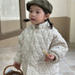 Girls Padded Cotton Clothes Fleece Thickened Floral Kids' Overcoat
